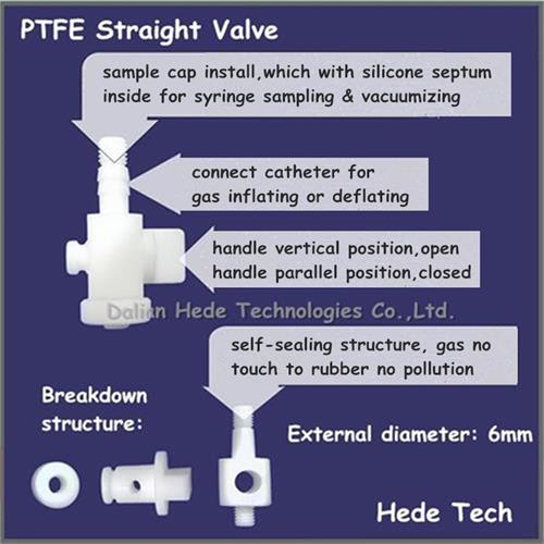 Sacs de prélèvement de gaz de DEVEX avec la valve droite de PTFE avec le septum de silicone pour la seringue prélevant le sac d'échantillon d'air de DEV71_0.5L