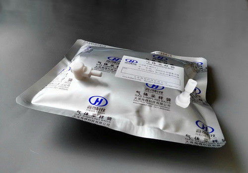 Sac de prélèvement de gaz à film multicouche en papier d'aluminium avec soupape d'allumage/d'arrêt PTFE à ouverture latérale + raccord DEV4-5_0.3L fournisseur