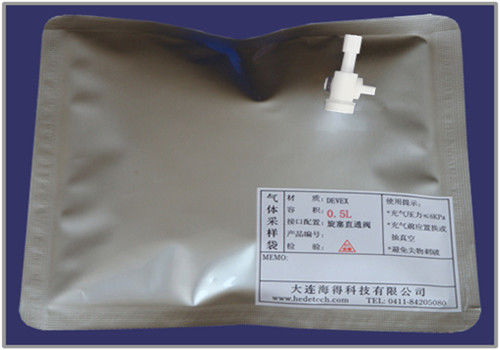 Sacs de prélèvement de gaz de DEVEX avec la valve droite de PTFE avec le septum de silicone pour la seringue prélevant le sac d'échantillon d'air de DEV31_0.5L